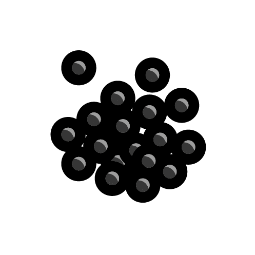 Simple pictogram of a cluster of black peppercorns, representing a common spice and condiment used in cooking to enhance flavor