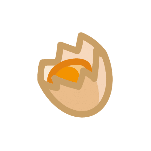 A pictogram of a egg cut in half, showing the yolk in the center and the white on the outside