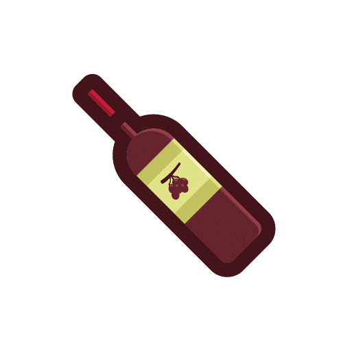 Detailed Red Wine Bottle Pictogram with Yellow Grape Label