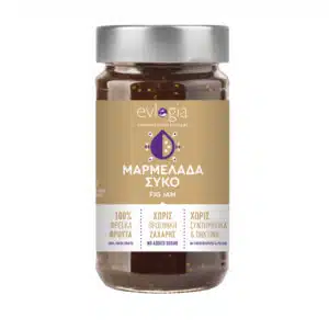 Evlogia fig jam in a glass jar