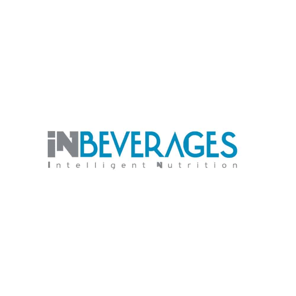 Λογότυπο InBeverages Intelligent Nutrition σε γκρι και μπλε σε λευκό φόντο