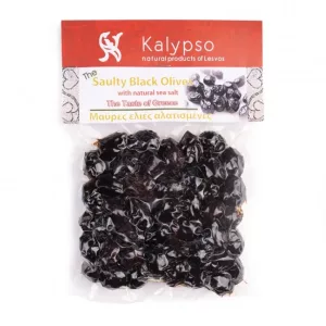 Authentic black olives from Lesvos (Kalypso, 200 g, sea salt brine, island of Lesvos)