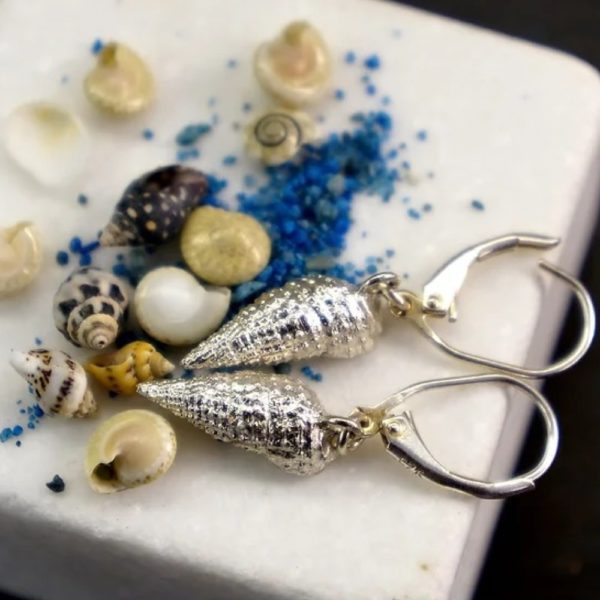 Boucles d'oreilles uniques en coquillages de mer en argent sterling - Bijoux Mère Nature