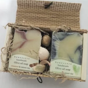 Benessere Box - Kalypso (Wooden box, 2 handmade soaps, Lesvos Island)