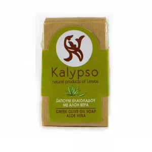 Savon Grec à l'Huile d'Olive - Aloe Vera (Kalypso, 100g, Île de Lesbos, Soin Apaisant)