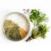 Kalypso natural sea salt with herbs (Lesvos island, 150 g, unrefined, Greek herbs, Flatlay)