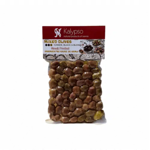 Kalypso Greek olive blend - 200 g - green, black and blond olives.