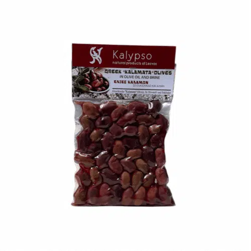 Sachet de 200 g d’olives Kalamata Kalypso en saumure et huile d’olive