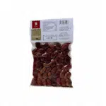 Dos du sachet de 200 g d’olives Kalamata Kalypso en saumure et huile d’olive
