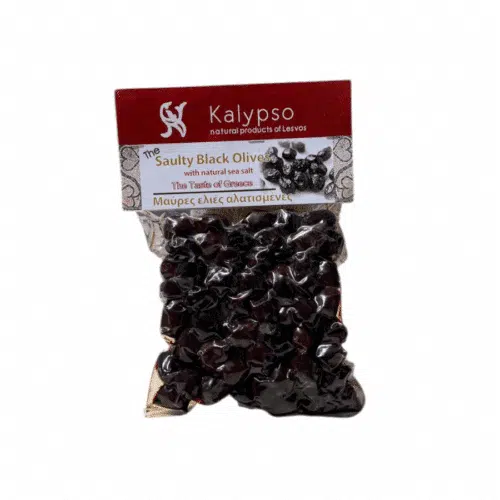 Olives noires salées Kalypso de Lesvos en sachet de 200 g
