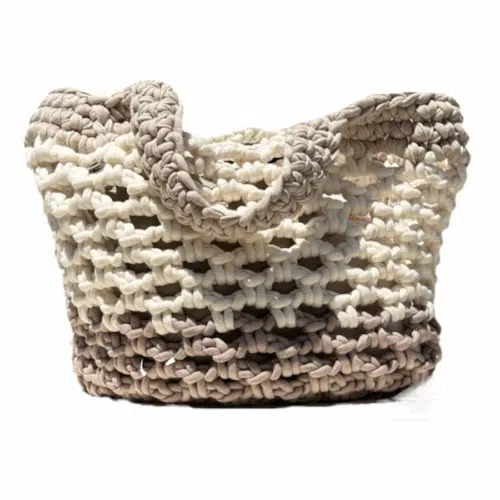 Sac Ingrid bicolore crocheté main grande taille avec poche waterproof – The Mama Made