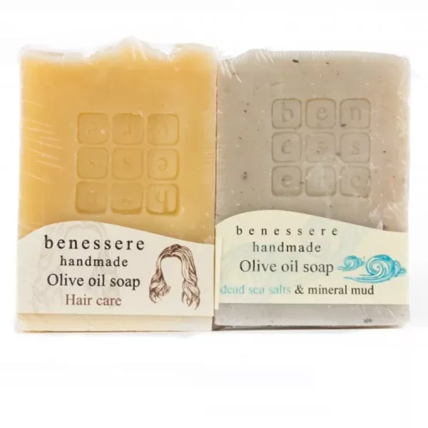 Benessere Set of natural soaps (face and hair) (Kalypso, 200 g, island of Lesbos, organic ingredients)