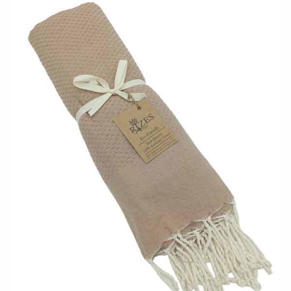 Sand-colored cotton beach towel 200 x 100 cm