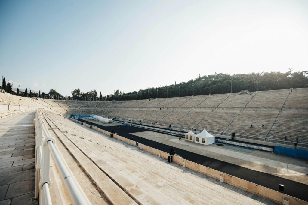 Vue intérieure du stade Panathénaïque d’Athènes, lieu historique des Jeux olympiques