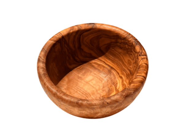 Bol en bois d’olivier grec de 12 cm, vue du dessus, Rizes Wood.