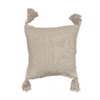 Beige cushion 45x45 cm with geometric motifs, tassels and plain back, made by Rizes Home.