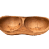 Plat apéritif en bois d’olivier avec 2 compartiments, vue du dessus, fait main par Rizes Wood.