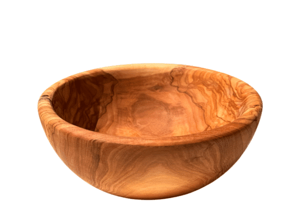 Saladier en bois d’olivier grec de 22 cm, vue du dessus, Rizes Wood.