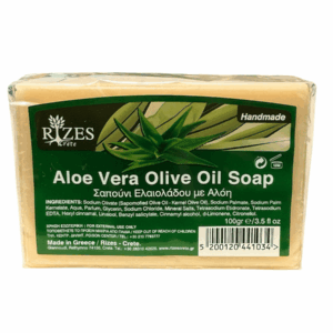 Sapone all'aloe vera e olio d'oliva, 100g, Rizes Creta.