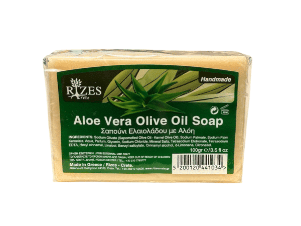 Savon Aloe Vera et huile d’olive, 100g, Rizes Crete.