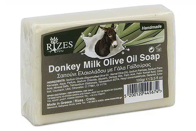 Handmade donkey's milk and olive oil soap from Rizes Crete.