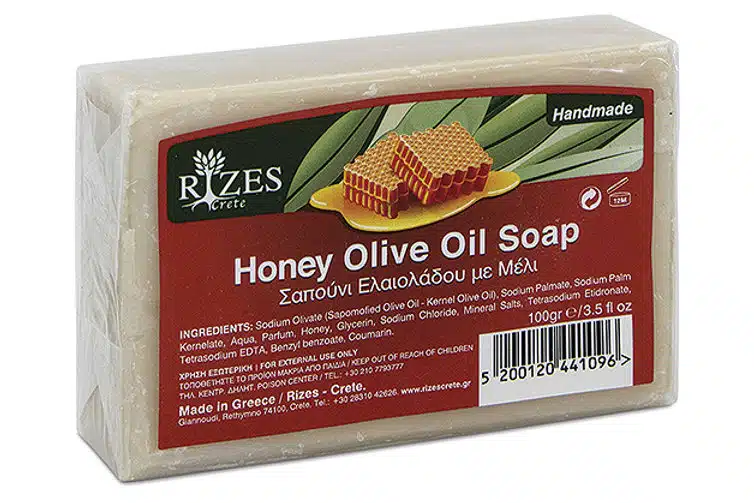 Handmade honey and olive oil soap from Rizes Crete.