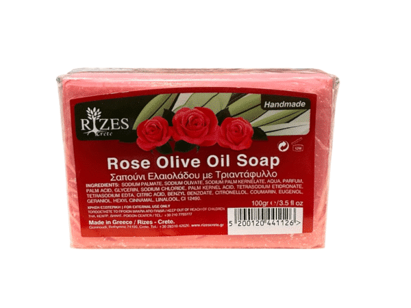 Natural rose and olive oil soap 100g - Rizes Crete.