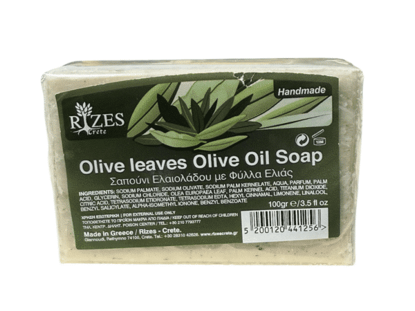 Savon aux feuilles d’olivier et huile d’olive, 100g, Rizes Crete.