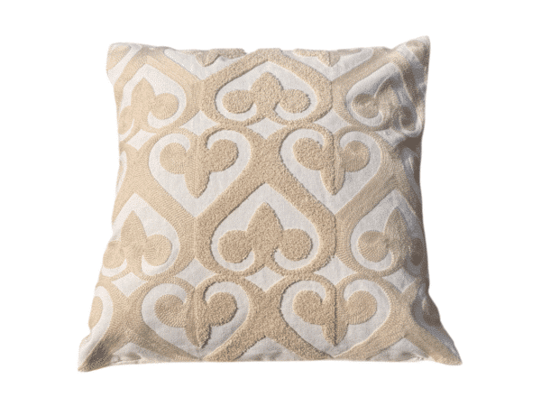 Beige art deco cushion 45 x 45 cm, front, Rizes Home.