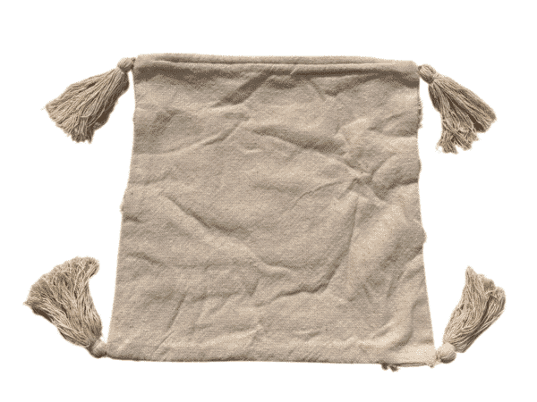 Housse de coussin beige avec motifs géométriques - 45 x 45 cm, face arrière Rizes Home.