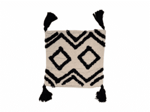 Beige cushion cover with black geometric pattern, 45x45 cm, made by Rizes Home.