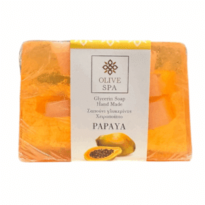 Savon à la papaye de 100 g avec glycérine végétale, fabriqué à la main par Olive Spa.