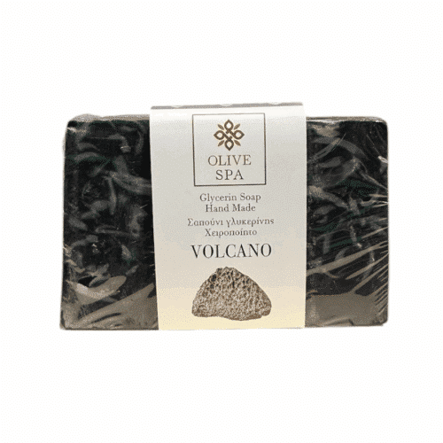 Savon volcanique de 100 gr à la glycérine végétale, fabriqué à la main par Olive Spa.