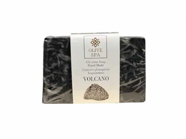 Savon volcanique de 100 gr à la glycérine végétale, fabriqué à la main par Olive Spa.