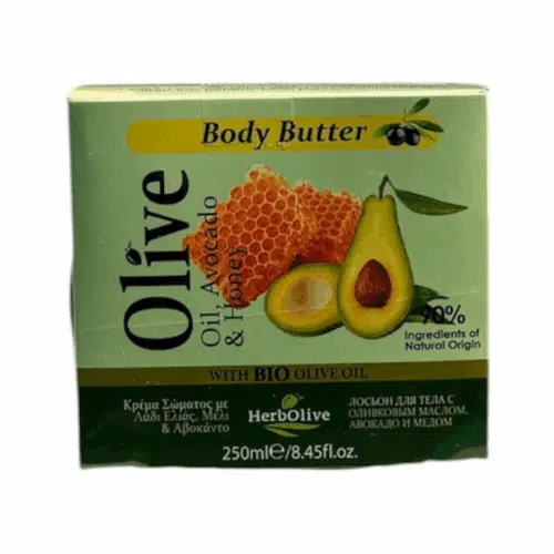 Herbolive body butter lid with organic olive oil, avocado and honey - 250 ml