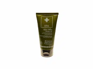 Crème hydratante pour les mains à l'Aloe Vera et à l'huile d'olive, tube de 75 ml, avec ingrédients bio et beurre de karité. Olive Spa.