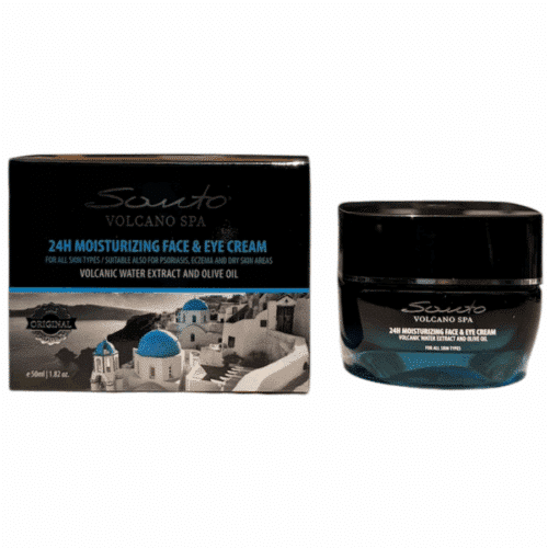 Crème hydratante 24H pour le visage et les yeux, contenant de l'extrait d'eau volcanique et de l'huile d'olive, 50 ml, marque Olive Spa.