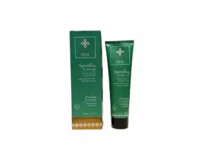 Dentifrice blanchissant Olive Spa, huile d’olive bio, spiruline et menthe, tube de 100 ml, pour un blanchiment naturel des dents.