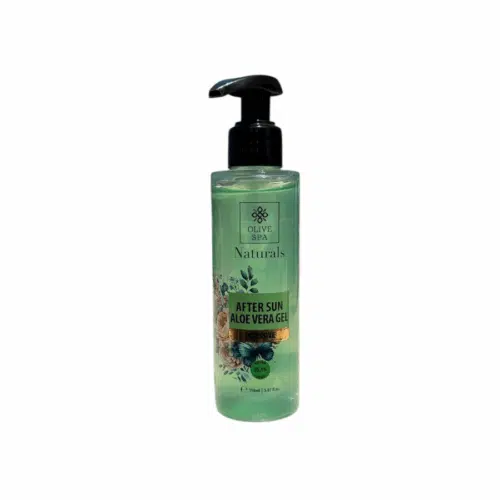 Gel après-soleil Aloe Vera bio Olive Spa 150 ml avec pompe, pour apaiser et hydrater la peau après l’exposition au soleil.