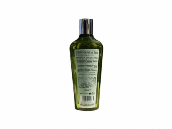 Dos du gel douche Herbolive à l’aloe vera et à l’huile d’olive bio – 200 ml