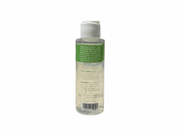 Dos du flacon de gel nettoyant pour les mains à l’aloe vera bio – Hellenic Aloe – 100 ml