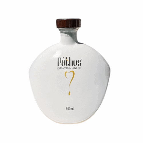 Bouteille design de 500 ml d’huile d’olive extra vierge bio Pathos