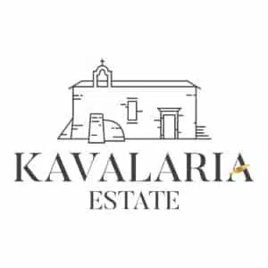 Kavalaria Estate logo. Kavalaria Estate, a family-run estate in Crete, produces an organic extra-virgin olive oil of the Koroneiki variety, harvested early and cold-pressed.
