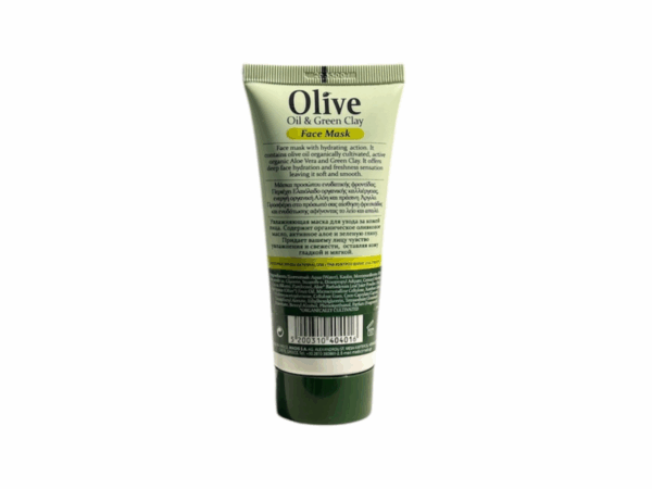 Dos du masque visage Herbolive à l’argile verte et huile d’olive – 100 ml.