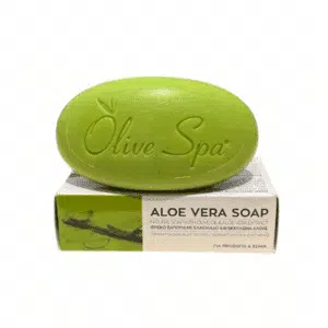 Olive Spa Aloe Vera Soap 90g, natural soap with olive oil and aloe vera extract for face and body.