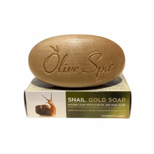 Savon bave d'escargot Olive Spa 90g avec huile d'olive, emballage de boîte.