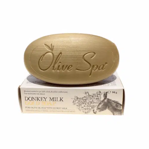 Savon Olive Spa au lait d'ânesse 90g avec huile d'olive, boîte.