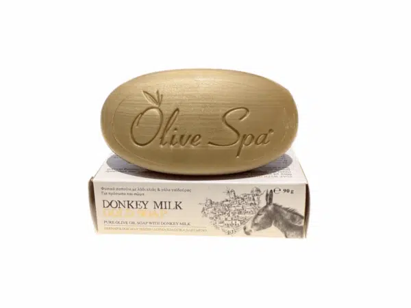 Savon Olive Spa au lait d'ânesse Or 90g avec huile d'olive, boîte.