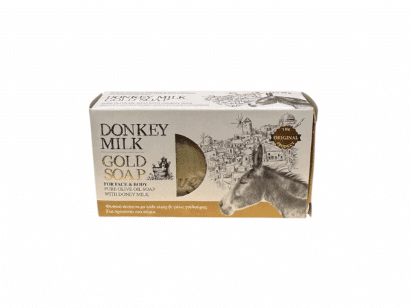 Olive Spa Seife mit Eselinnenmilch Gold 90g in der Schachtel, Olivenölseife für Gesicht und Körper.