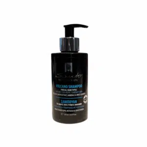 Shampooing eau volcanique pour tous types de cheveux 250 ml Olive Spa, flacon avec pompe, adapté aux peaux sujettes à l’acné et extrait d’eau volcanique.
